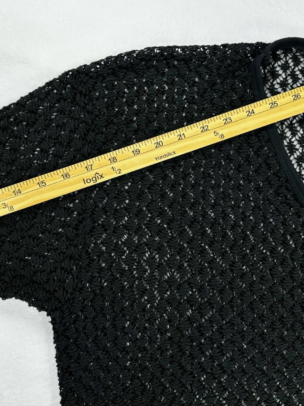 International Sportswear 2XL Black Open Knit Crochet Sweater Large Grunge Punk - Picture 7 of 15